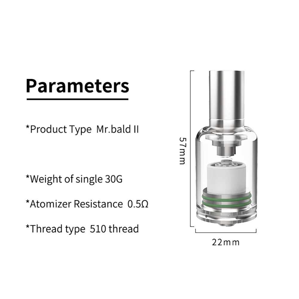 Mr Bald 2 Atomizer- Vape Pen Vaporizor accessory for Dry Herb Wax|1 Pcs - 图片 2