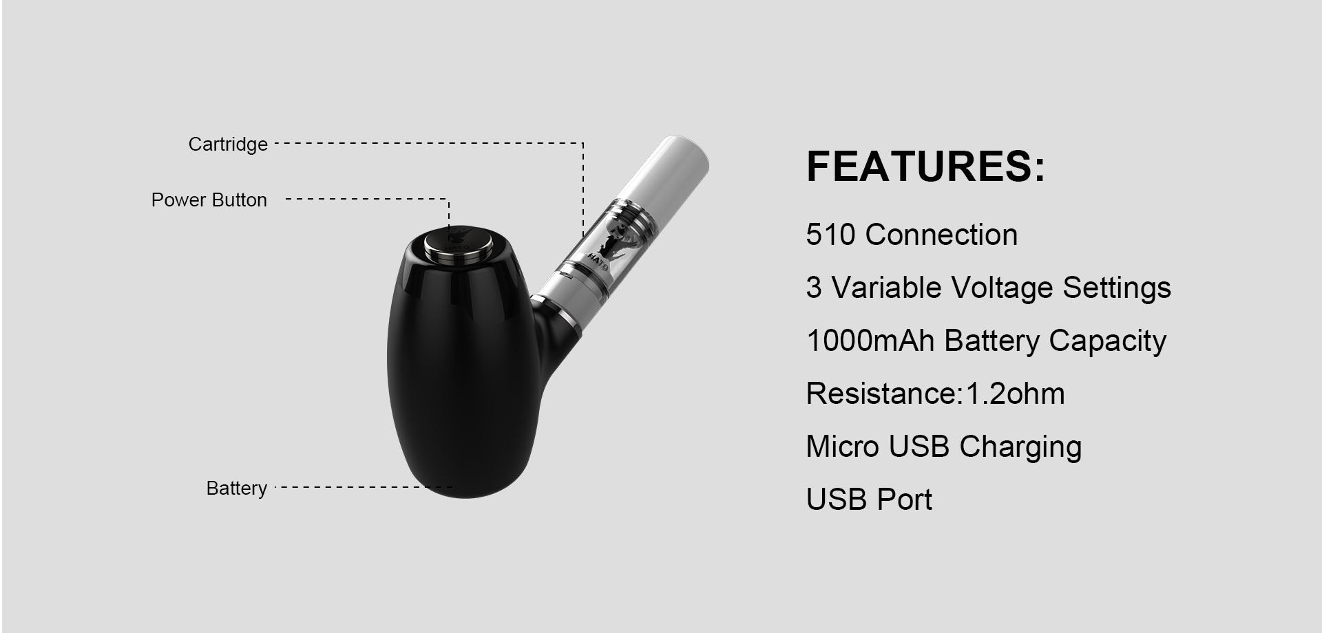 CBD Pipe Battery - Vape battery For Wax CBD Oil 510 Thread | green | 1 Pcs - 图片 4